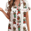Merry Christmas Dachshund Dog Satin Pajama Set