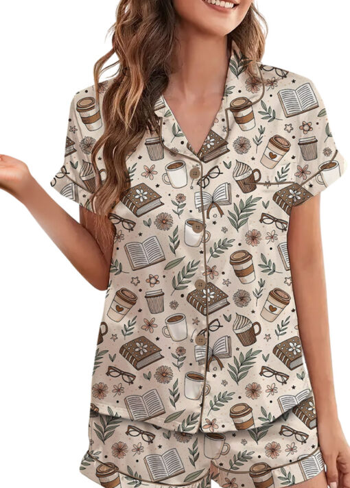 Retro Book Fantasy Satin Pajama Set For Women