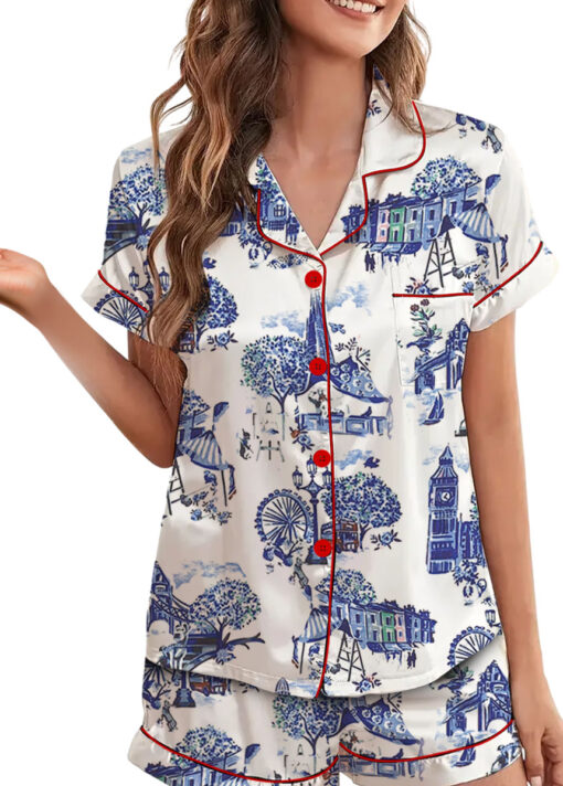 Christmas In London Winter Travel London Vibes Satin Pajama Set