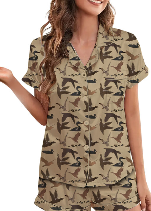 Duck Hunting Satin Pajamas Set For Women