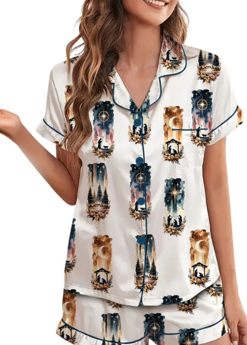 Christmas A Savior Silky Satin Pajamas Set