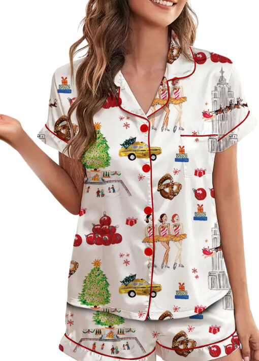 Christmas In NYC Silky Satin Pajama Set