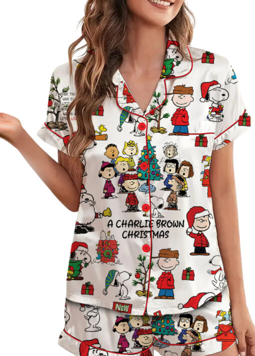 Snoopy Peanuts A Charlie Brown Christmas Satin Pajamas Set