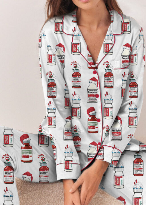 Christmas Funny Silky Satin Pajamas Set For Women