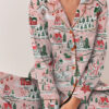 Women’s North Pole Village Map Christmas Retro Holiday Satin Pajama Set