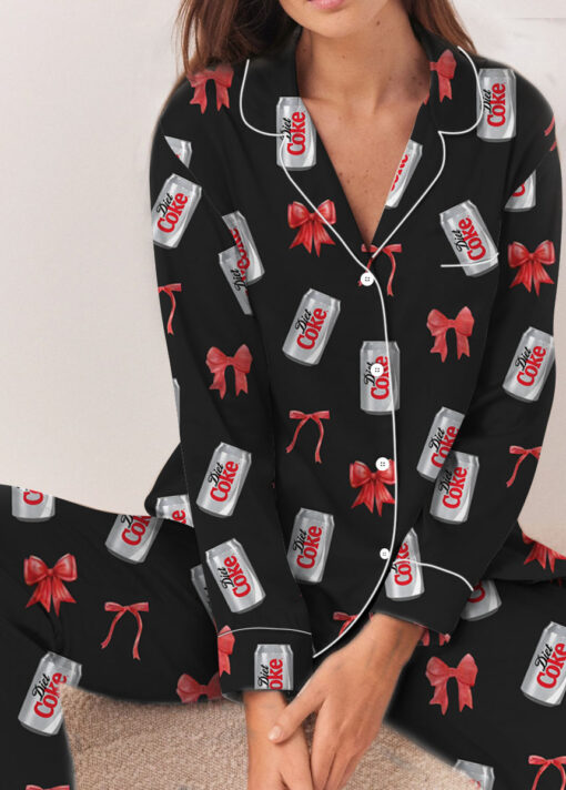 Dr Pepper Bow Satin Pajamas Set For Women