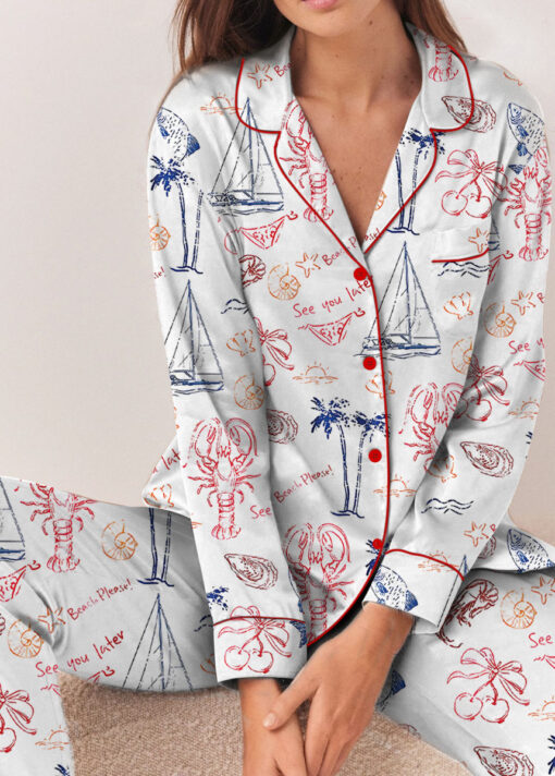 Retro Summer Coastal Beach Sea Food Lobster