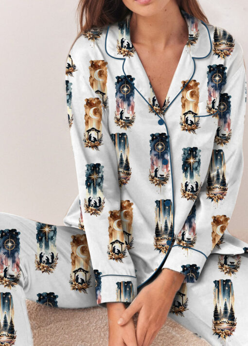 Christmas A Savior Silky Satin Pajamas Set