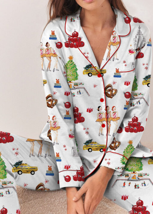 Christmas In NYC Silky Satin Pajama Set