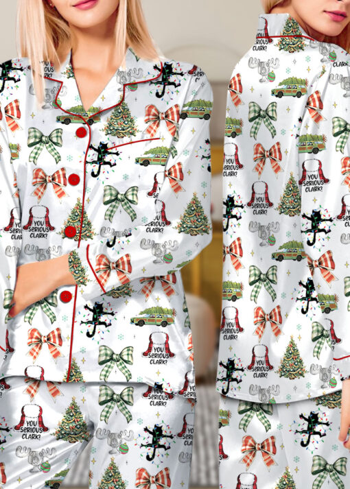 You Serious Clark Christmas Silky Satin Pajama Set