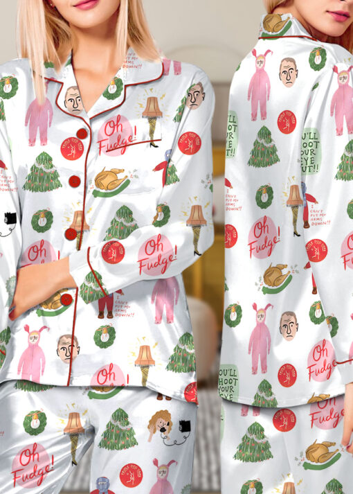 Christmas Story Silky Satin Pajama Set For Women