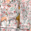 Women’s North Pole Village Map Christmas Retro Holiday Satin Pajama Set