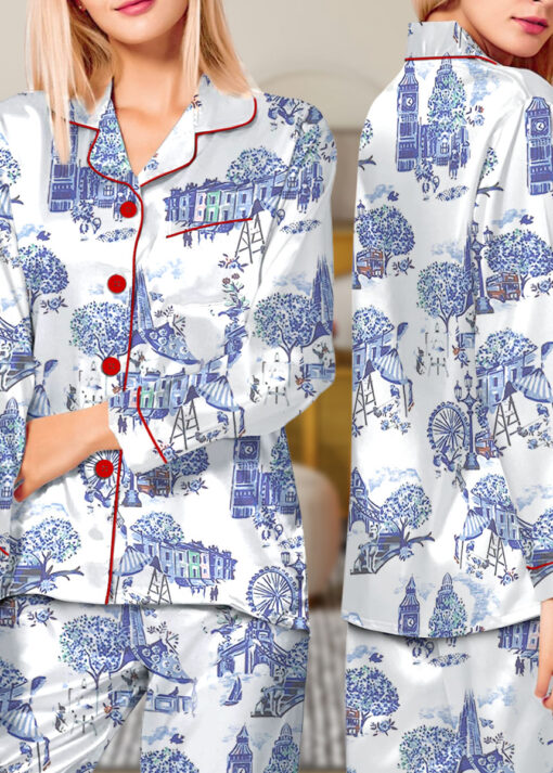 Christmas In London Winter Travel London Vibes Satin Pajama Set