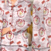 Pink Retro Santa Print Satin Pajamas Set For Women
