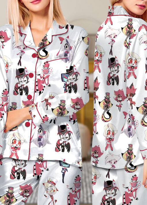 Hazbin Hotel Silky Satin Pajamas Set For Women