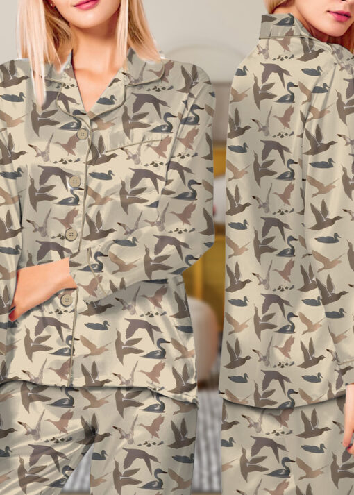 Duck Hunting Satin Pajamas Set For Women
