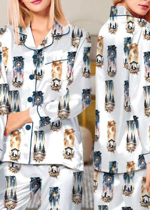 Christmas A Savior Silky Satin Pajamas Set