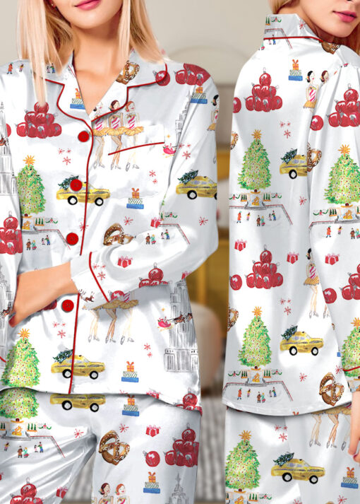 Christmas In NYC Silky Satin Pajama Set