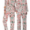 Women’s North Pole Village Map Christmas Retro Holiday Satin Pajama Set
