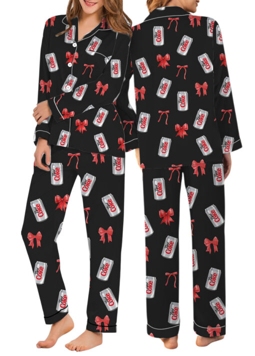 Dr Pepper Bow Satin Pajamas Set For Women