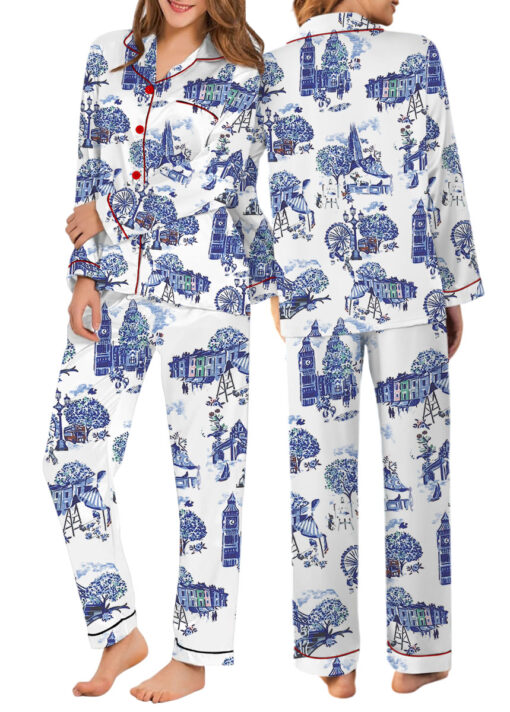 Christmas In London Winter Travel London Vibes Satin Pajama Set