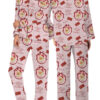 Pink Retro Santa Print Satin Pajamas Set For Women