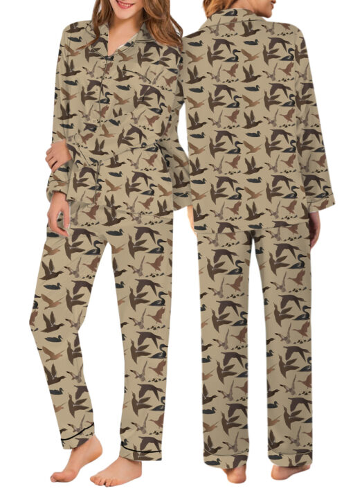 Duck Hunting Satin Pajamas Set For Women