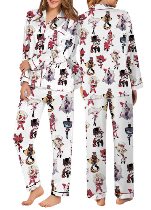 Hazbin Hotel Silky Satin Pajamas Set For Women