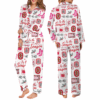 Pink Christmas Xmas Coquette Satin Pajamas Set For Women