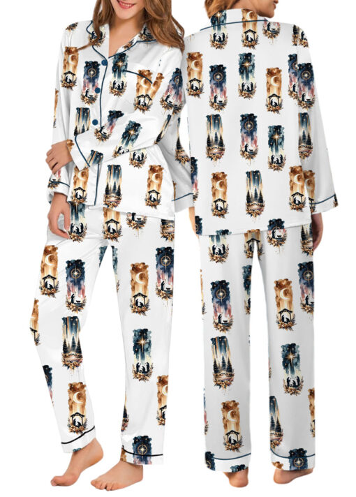 Christmas A Savior Silky Satin Pajamas Set