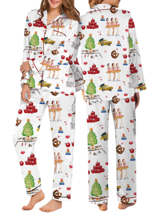 Christmas In NYC Silky Satin Pajama Set