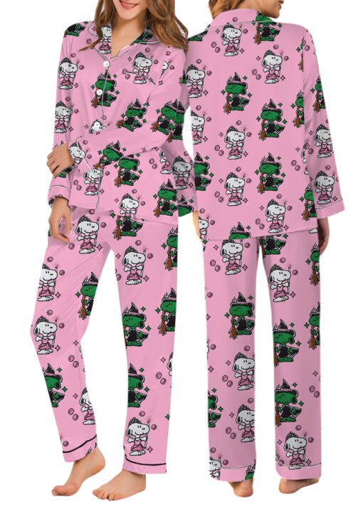 Snoopy Wicked Silky Satin Pajamas Set For Women