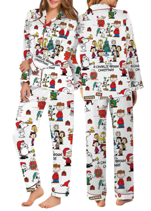 Snoopy Peanuts A Charlie Brown Christmas Satin Pajamas Set