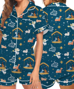 Women’s Nativity Christian Christmas Long Sleeve Satin Pajama Set
