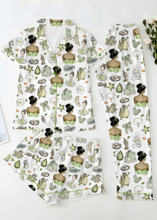 Women’s Princess And The Frog Pajamas Set For Women, White Color, US Size S-5XL - Image 14