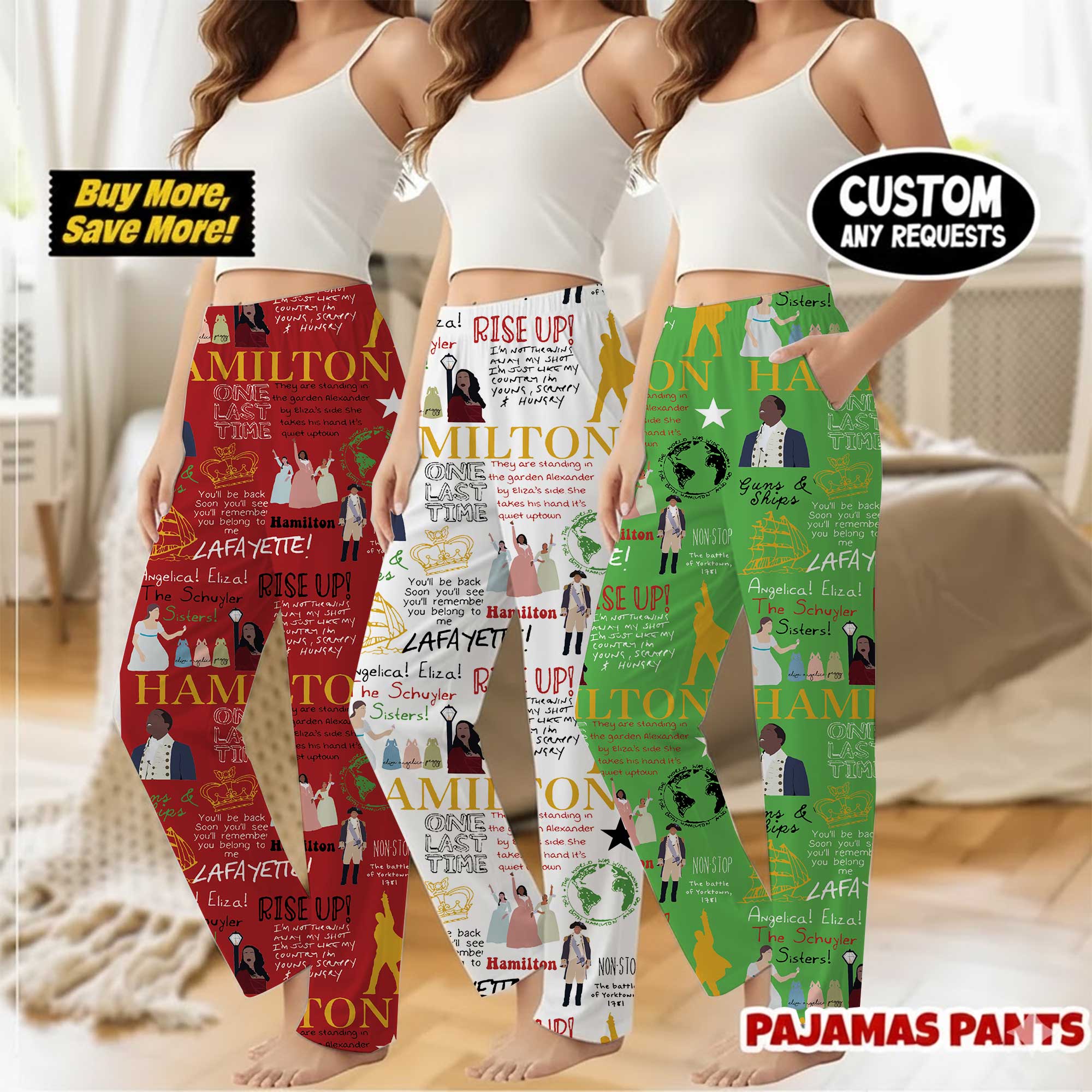 Hamilton Musical Satin Pajama Pants For Women