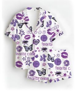 Women's Good 4U Favorite Crime Pajamas Set For Women, White Color, US Size S-5XL