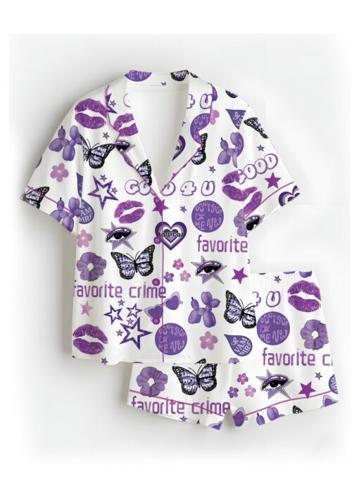 Women's Good 4U Favorite Crime Pajamas Set For Women, White Color, US Size S-5XL - Image 5