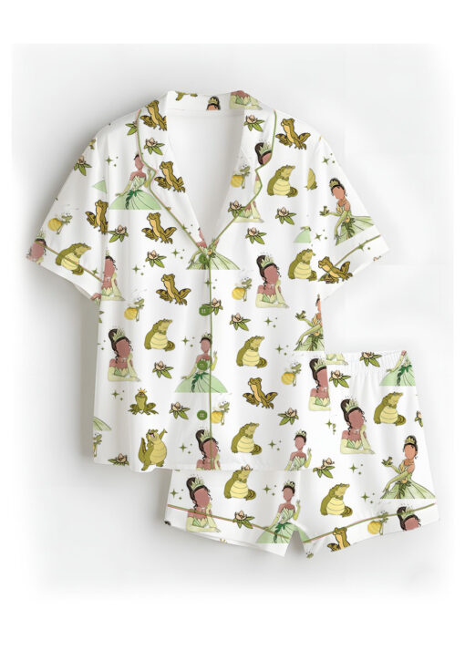 Women’s Tiana Princess Satin Pajama Set, White Color, US Size S-5XL - Image 2