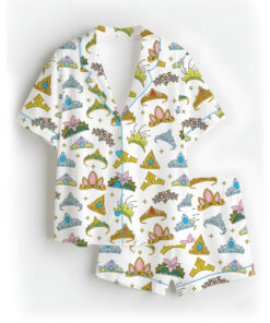 Women's Disney Princess Crown Pajamas Set For Women, White Color, US Size S-5XL