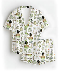 Women’s Princess And The Frog Pajamas Set For Women, White Color, US Size S-5XL