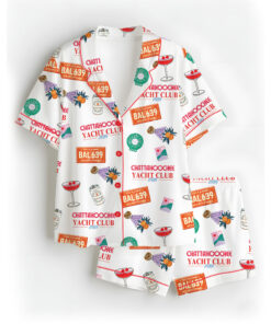 Women’s Chattahoochee Yacht Club Satin Pajamas Set For Women, White Color, US Size S-5XL