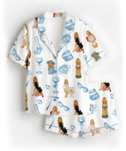 Women’s Espresso SC Satin Pajamas Set For Women, White Color, US Size S-5XL