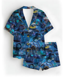 Women’s Avatar The Way Of Water Satin Pajamas Set For Women, Dark Ocean Blue Color, US Size S-5XL