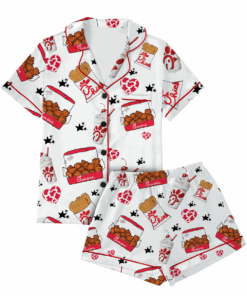 Chicken Nugget Inspired Food Satin Pajamas Set For Women