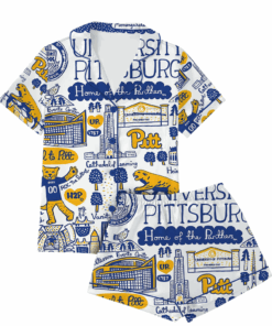 University Of Pittsburgh Satin Pajama Set For Women
