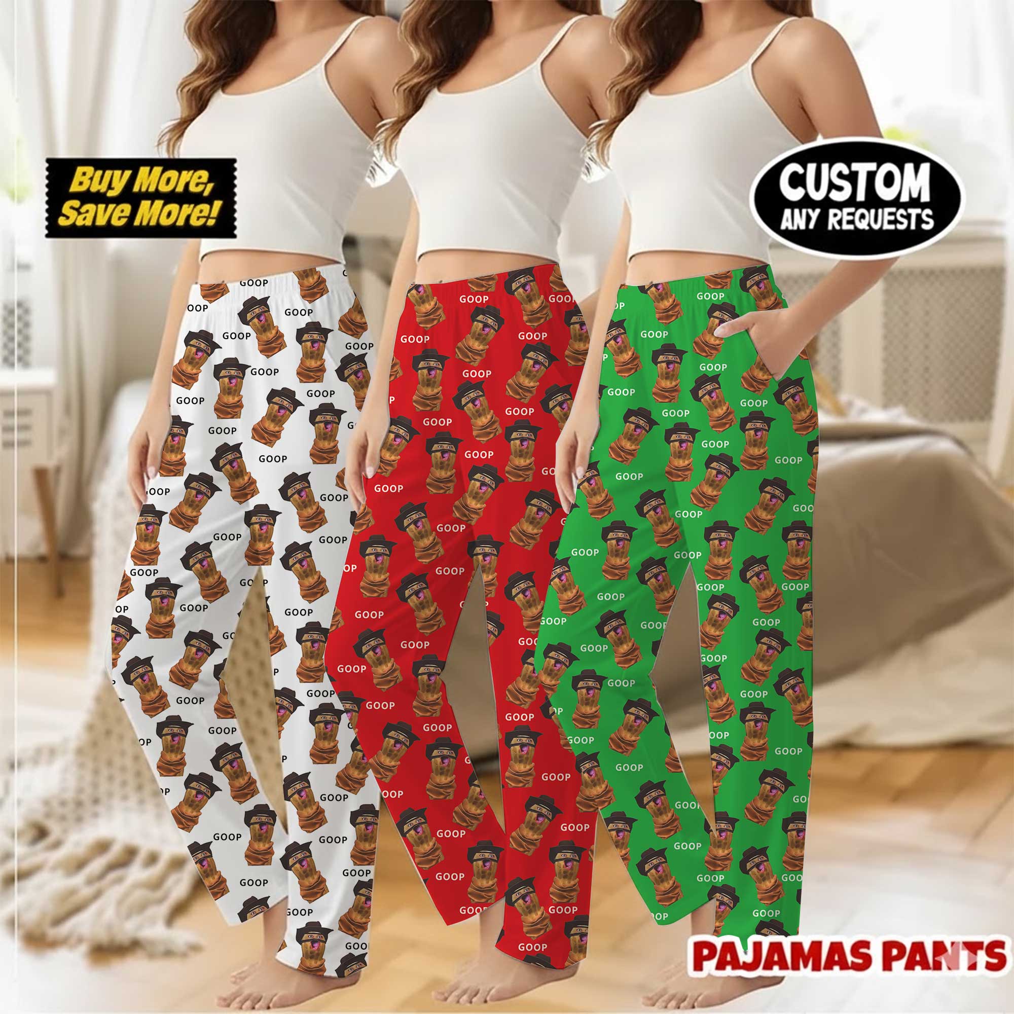 Unisex Cute Cartoon Print Pajama Pants, Long Lounge Trousers with Elastic Waist