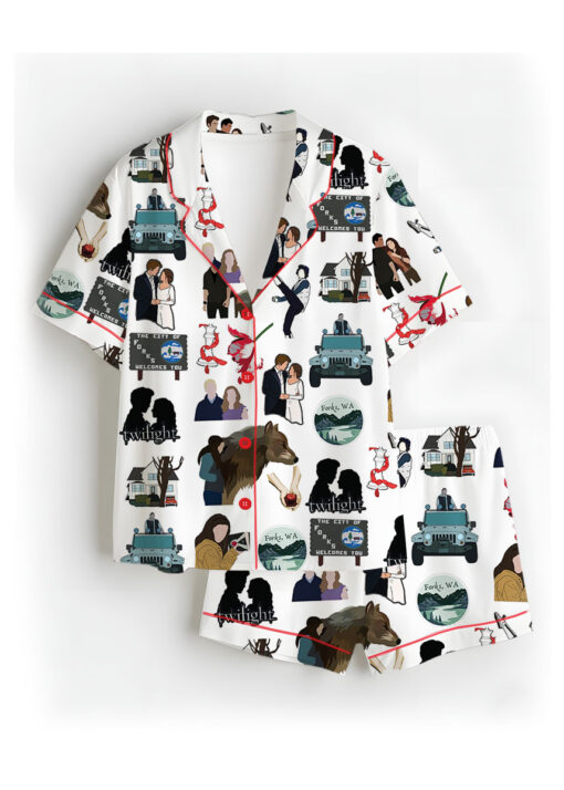 Twilight Inspired City Of Forks Satin Pajamas Set