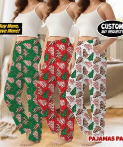 Christmas Tree Cake Satin Pajamas Pants For Women