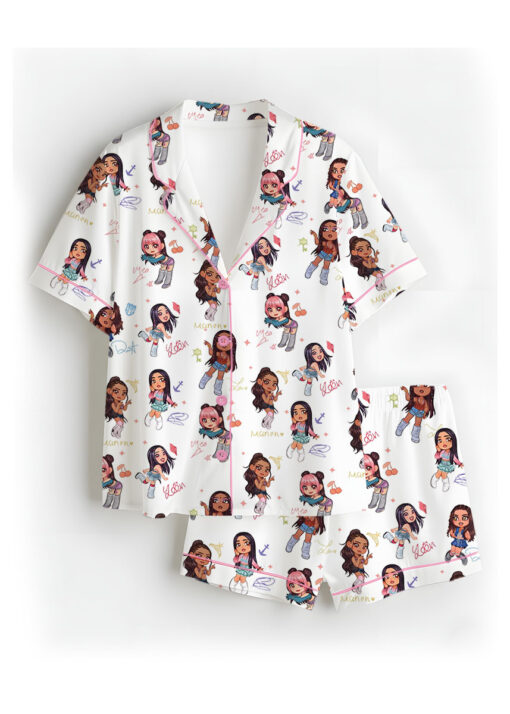 Chibi Katseye Beautiful Chaos World Tour Satin Pajamas Set For Women - Image 8